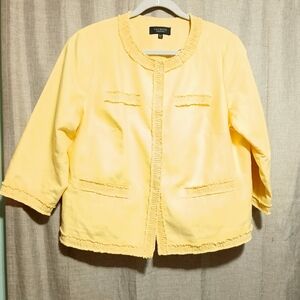 Talbots Yellow Blazer‎ with 3/4 Sleeves and Collarless Design Size 16WP